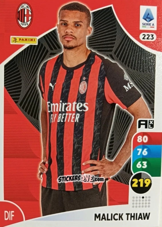 Sticker Malick Thiaw - Calciatori 2025-2026. Adrenalyn Xl n. 223 - Panini