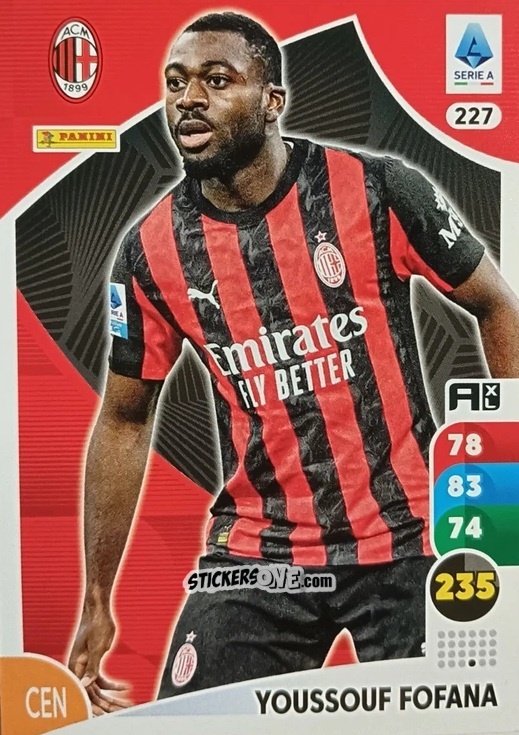 Cromo Youssouf Fofana - Calciatori 2025-2026. Adrenalyn Xl n. 227 - Panini