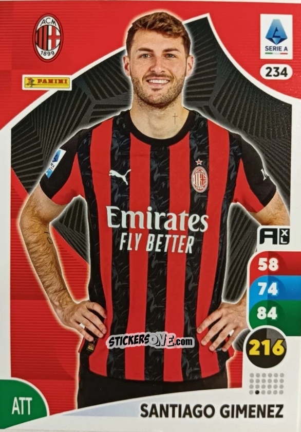 Sticker Santiago Giménez - Calciatori 2025-2026. Adrenalyn Xl n. 234 - Panini
