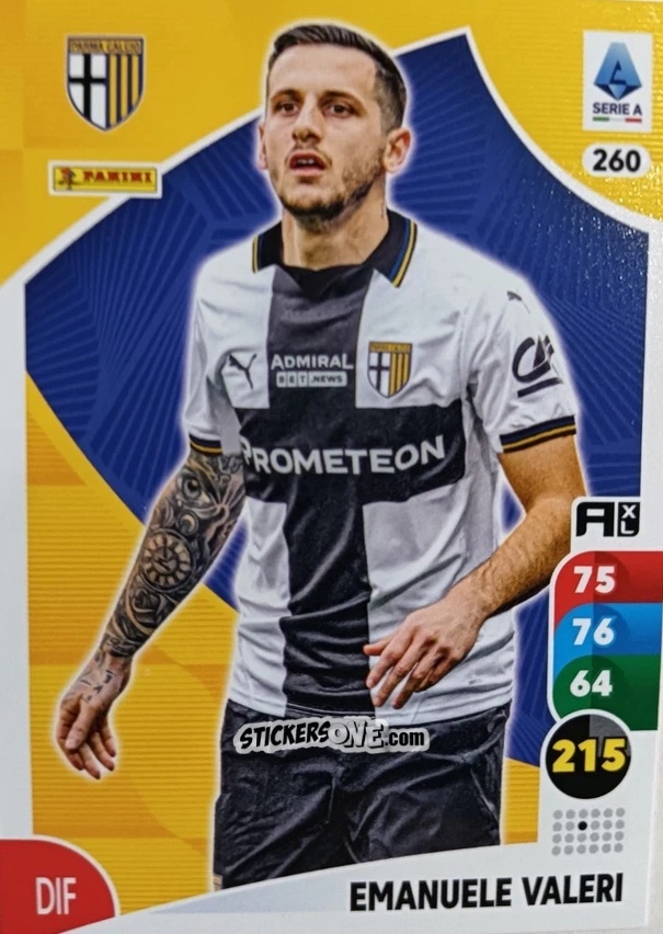 Sticker Emanuele Valeri - Calciatori 2025-2026. Adrenalyn Xl n. 260 - Panini