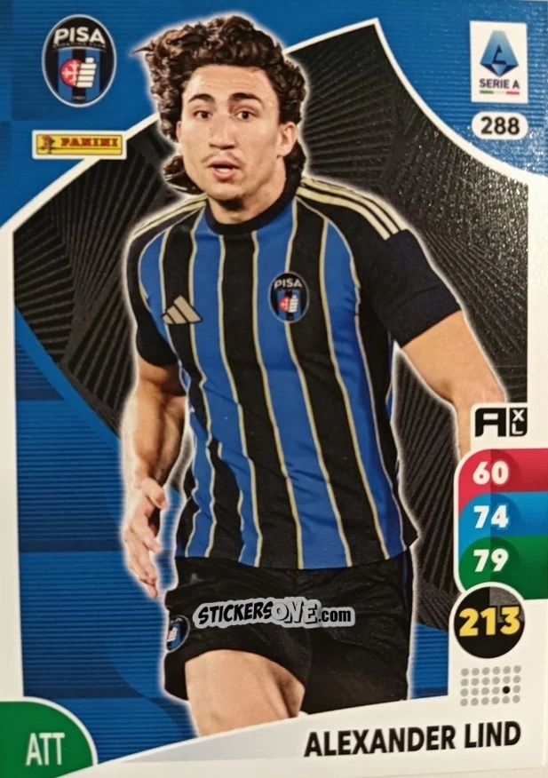 Cromo Alexander Lind - Calciatori 2025-2026. Adrenalyn Xl n. 288 - Panini