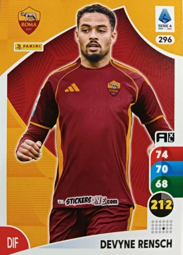 Sticker Devyne Rensch - Calciatori 2025-2026. Adrenalyn Xl n. 296 - Panini