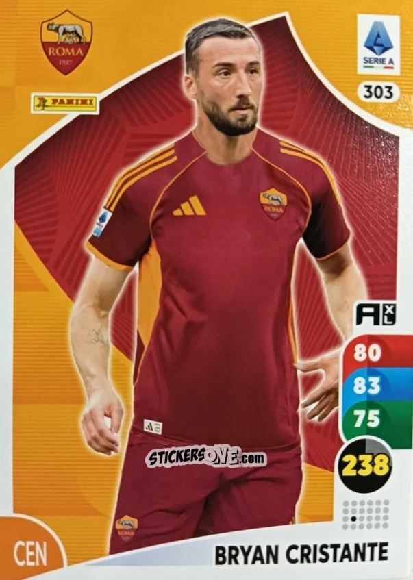 Figurina Bryan Cristante - Calciatori 2025-2026. Adrenalyn Xl n. 303 - Panini