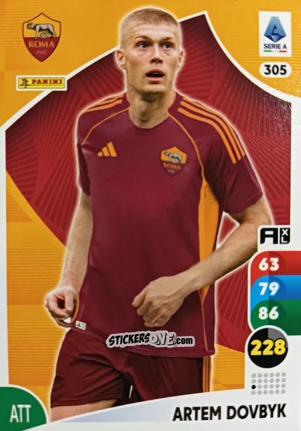 Sticker Artem Dovbyk - Calciatori 2025-2026. Adrenalyn Xl n. 305 - Panini