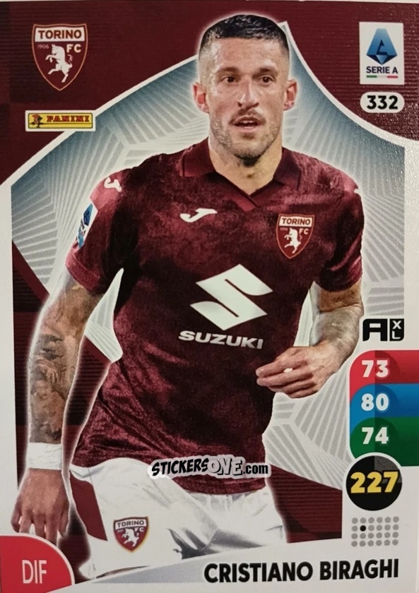 Sticker Cristiano Biraghi - Calciatori 2025-2026. Adrenalyn Xl n. 332 - Panini