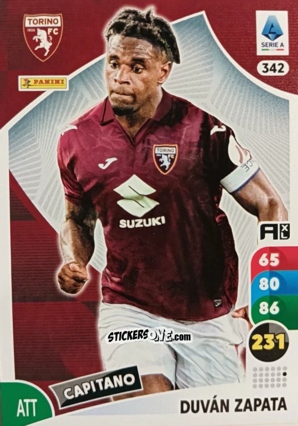 Sticker Duván Zapata - Calciatori 2025-2026. Adrenalyn Xl n. 342 - Panini