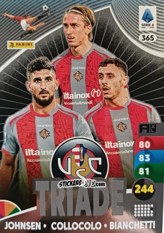 Figurina Dennis Johnsen / Michele Collocolo / Matteo Bianchetti - Calciatori 2025-2026. Adrenalyn Xl n. 365 - Panini