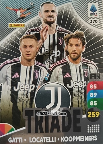 Sticker Federico Gatti / Manuel Locatelli / Teun Koopmeiners - Calciatori 2025-2026. Adrenalyn Xl n. 370 - Panini