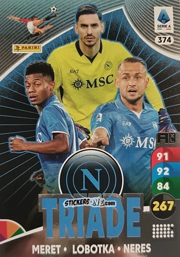 Sticker Alex Meret / Stanislav Lobotka / David Neres - Calciatori 2025-2026. Adrenalyn Xl n. 374 - Panini