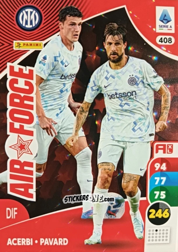 Figurina Francesco Acerbi / Benjamin Pavard - Calciatori 2025-2026. Adrenalyn Xl n. 408 - Panini
