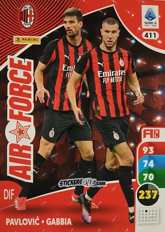 Sticker Strahinja Pavlović / Matteo Gabbia - Calciatori 2025-2026. Adrenalyn Xl n. 411 - Panini