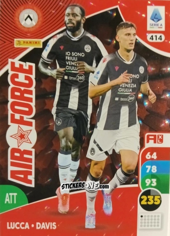 Sticker Lorenzo Lucca / Keinan Davis - Calciatori 2025-2026. Adrenalyn Xl n. 414 - Panini