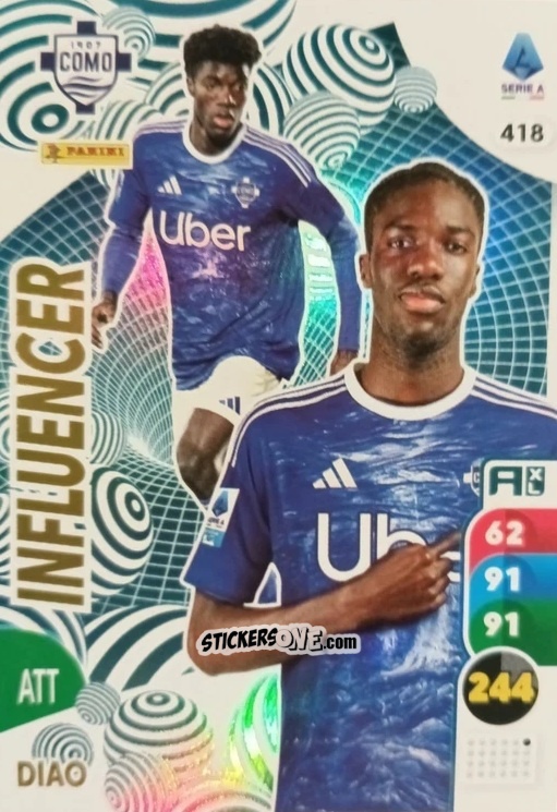 Sticker Assane Diao - Calciatori 2025-2026. Adrenalyn Xl n. 418 - Panini