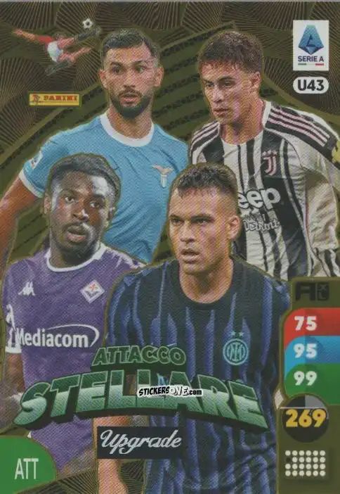 Cromo Taty Castellanos / Kenan Yldiz / Moise Kean / Lautaro Martinez - Calciatori 2025-2026. Adrenalyn Xl n. U43 - Panini