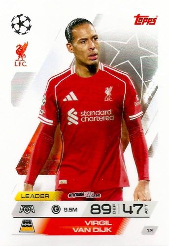 Sticker Virgil van Dijk - UEFA Champions League & Europa League 2025-2026. Match Attax
 n. 12 - Topps