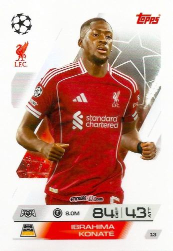 Figurina Ibrahima Konaté - UEFA Champions League & Europa League 2025-2026. Match Attax
 n. 13 - Topps