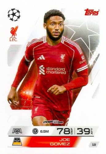 Figurina Joe Gomez - UEFA Champions League & Europa League 2025-2026. Match Attax
 n. 18 - Topps