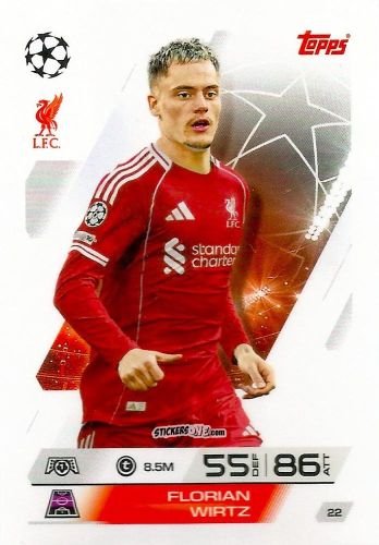 Figurina Florian Wirtz - UEFA Champions League & Europa League 2025-2026. Match Attax
 n. 22 - Topps