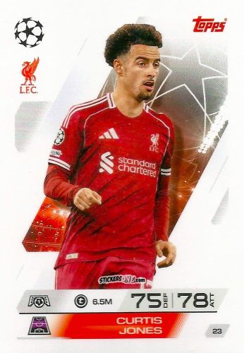 Sticker Curtis Jones - UEFA Champions League & Europa League 2025-2026. Match Attax
 n. 23 - Topps