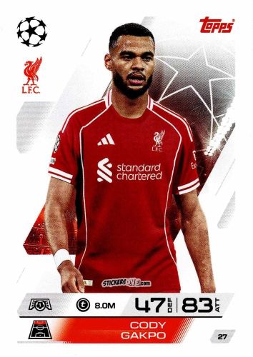 Sticker Cody Gakpo - UEFA Champions League & Europa League 2025-2026. Match Attax
 n. 27 - Topps