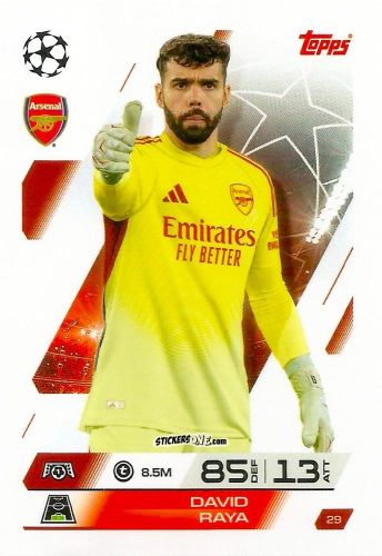 Sticker David Raya - UEFA Champions League & Europa League 2025-2026. Match Attax
 n. 29 - Topps