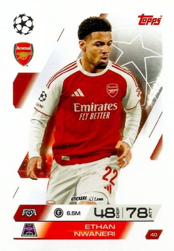 Cromo Ethan Nwaneri - UEFA Champions League & Europa League 2025-2026. Match Attax
 n. 40 - Topps