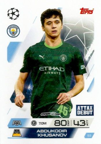 Figurina Abdukodir Khusanov - UEFA Champions League & Europa League 2025-2026. Match Attax
 n. 53 - Topps