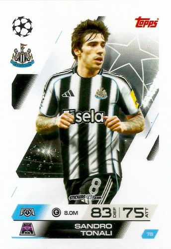 Figurina Sandro Tonali - UEFA Champions League & Europa League 2025-2026. Match Attax
 n. 78 - Topps