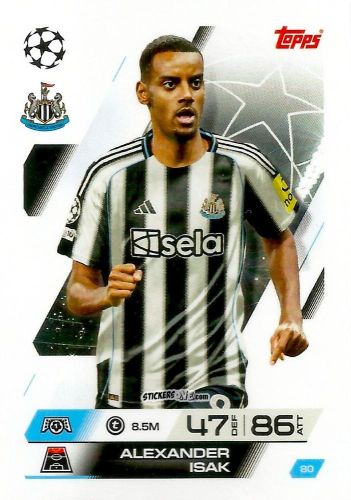Figurina Alexander Isak - UEFA Champions League & Europa League 2025-2026. Match Attax
 n. 80 - Topps