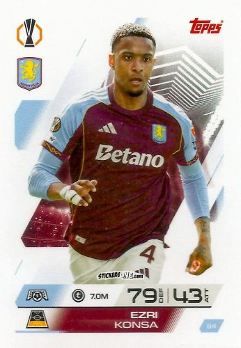 Figurina Ezri Konsa - UEFA Champions League & Europa League 2025-2026. Match Attax
 n. 84 - Topps