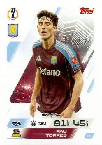 Figurina Pau Torres - UEFA Champions League & Europa League 2025-2026. Match Attax
 n. 85 - Topps