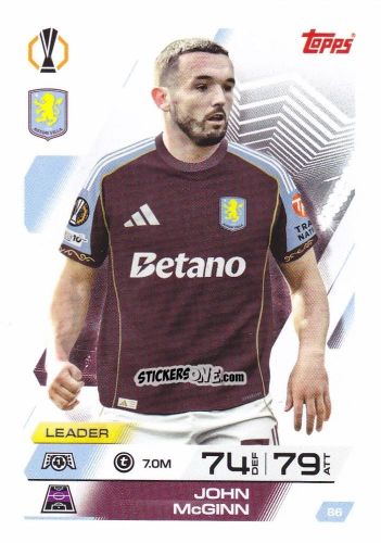 Figurina John McGinn - UEFA Champions League & Europa League 2025-2026. Match Attax
 n. 86 - Topps