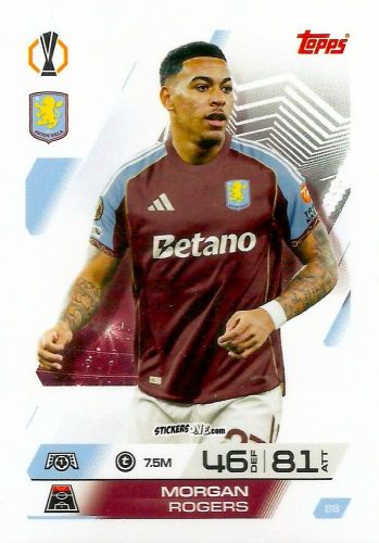 Sticker Morgan Rogers - UEFA Champions League & Europa League 2025-2026. Match Attax
 n. 88 - Topps