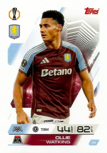 Figurina Ollie Watkins - UEFA Champions League & Europa League 2025-2026. Match Attax
 n. 89 - Topps