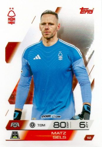 Figurina Matz Sels - UEFA Champions League & Europa League 2025-2026. Match Attax
 n. 92 - Topps
