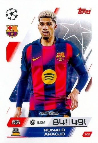 Cromo Ronald Araújo - UEFA Champions League & Europa League 2025-2026. Match Attax
 n. 102 - Topps