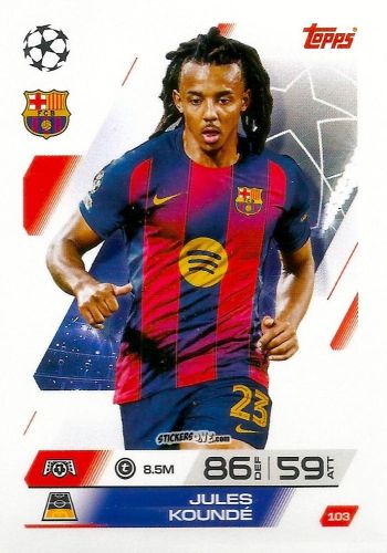 Figurina Jules Koundé - UEFA Champions League & Europa League 2025-2026. Match Attax
 n. 103 - Topps