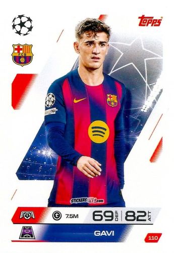 Figurina Gavi - UEFA Champions League & Europa League 2025-2026. Match Attax
 n. 110 - Topps