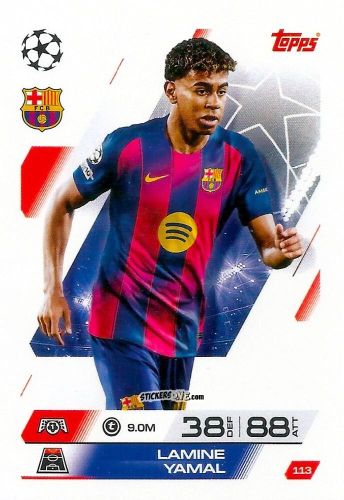 Sticker Lamine Yamal - UEFA Champions League & Europa League 2025-2026. Match Attax
 n. 113 - Topps