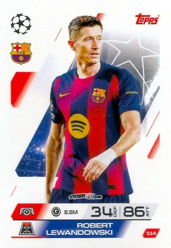 Sticker Robert Lewandowski - UEFA Champions League & Europa League 2025-2026. Match Attax
 n. 114 - Topps