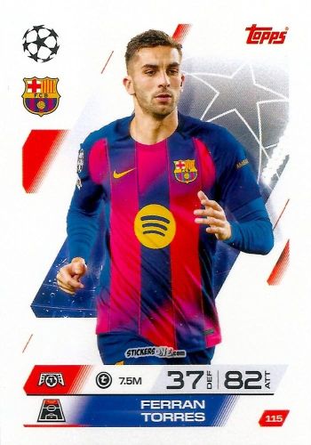 Cromo Ferran Torres - UEFA Champions League & Europa League 2025-2026. Match Attax
 n. 115 - Topps