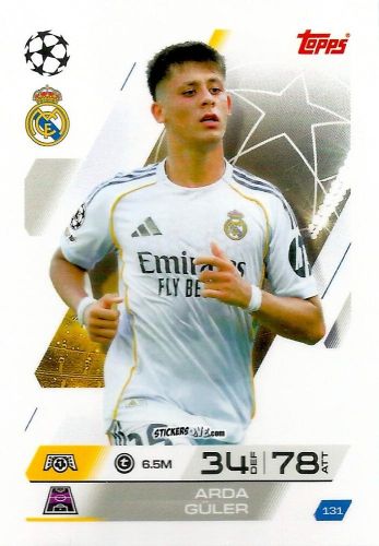 Figurina Arda Güler - UEFA Champions League & Europa League 2025-2026. Match Attax
 n. 131 - Topps
