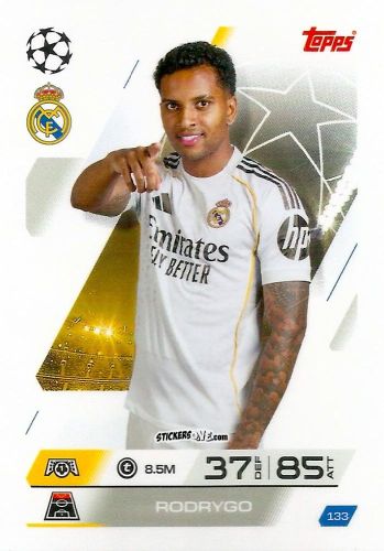 Cromo Rodrygo - UEFA Champions League & Europa League 2025-2026. Match Attax
 n. 133 - Topps