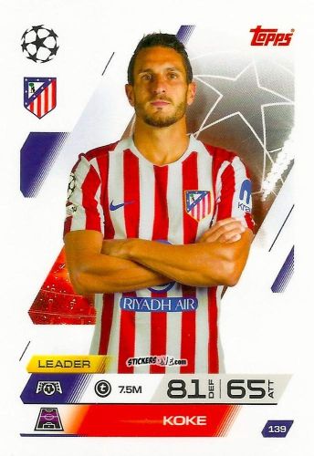 Figurina Koke - UEFA Champions League & Europa League 2025-2026. Match Attax
 n. 139 - Topps