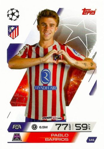 Figurina Pablo Barrios - UEFA Champions League & Europa League 2025-2026. Match Attax
 n. 141 - Topps