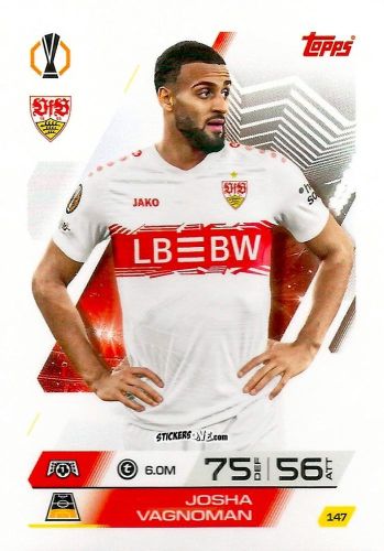 Sticker Josha Vagnoman - UEFA Champions League & Europa League 2025-2026. Match Attax
 n. 147 - Topps