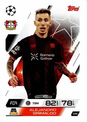 Figurina Alejandro Grimaldo - UEFA Champions League & Europa League 2025-2026. Match Attax
 n. 174 - Topps