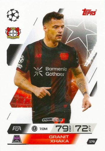Cromo Granit Xhaka - UEFA Champions League & Europa League 2025-2026. Match Attax
 n. 178 - Topps