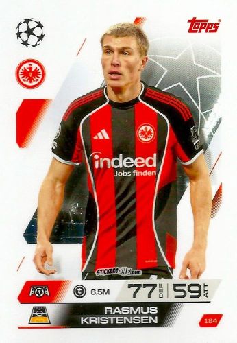 Cromo Rasmus Kristensen - UEFA Champions League & Europa League 2025-2026. Match Attax
 n. 184 - Topps