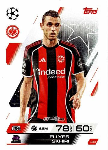 Figurina Ellyes Skhiri - UEFA Champions League & Europa League 2025-2026. Match Attax
 n. 188 - Topps